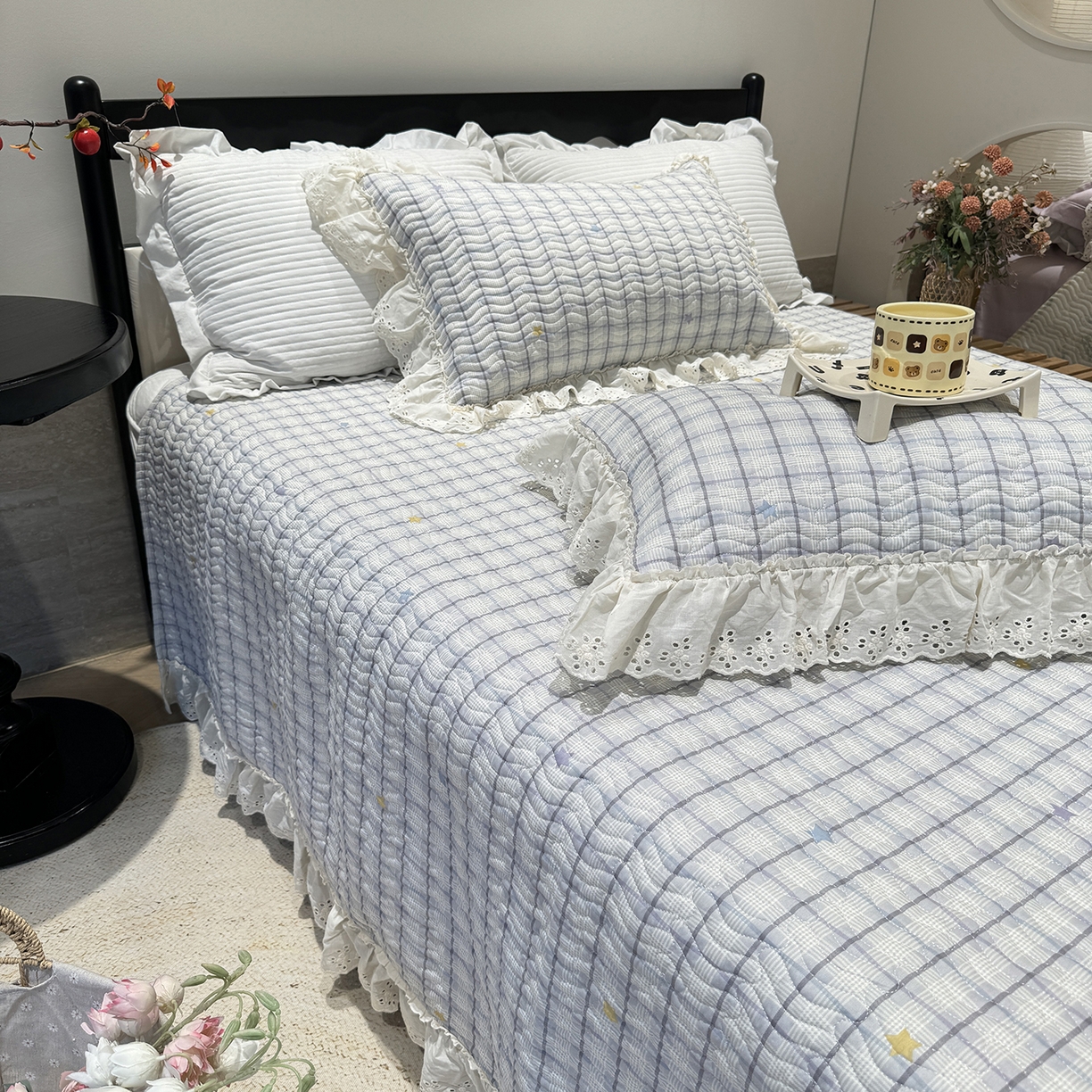 91家纺网 家纺一手货源 找家纺 莱豫家纺 2025秋冬新款纯棉床盖三件套可配同款四季被同款被套 极光之星