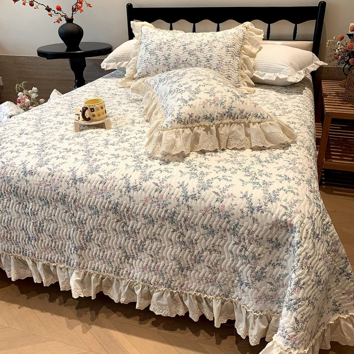 91家纺网 家纺一手货源 找家纺 （总）莱豫家纺 2025秋冬新款纯棉床盖三件套可配同款四季被同款被套