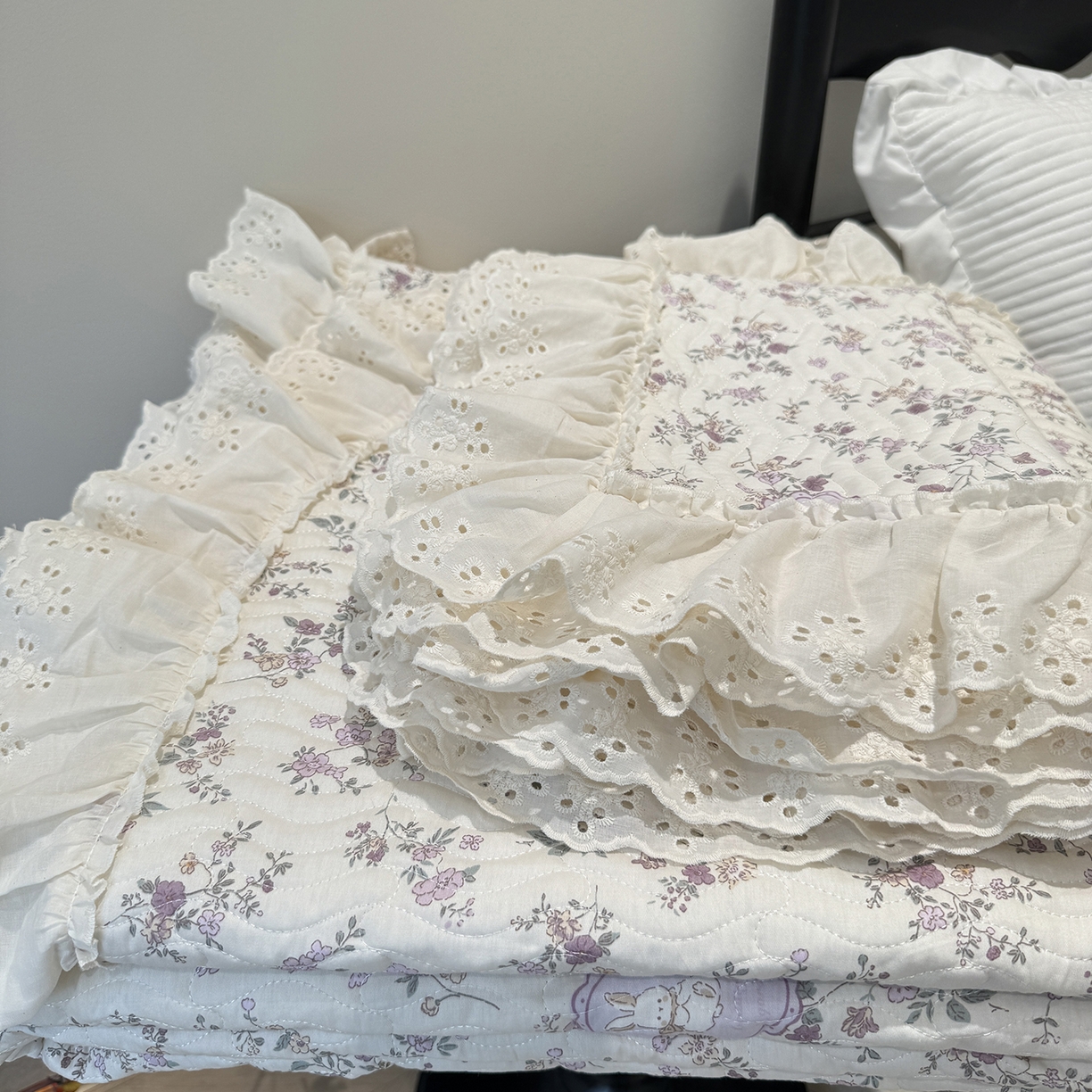 91家纺网 家纺一手货源 找家纺 莱豫家纺 2025秋冬新款纯棉床盖三件套可配同款四季被同款被套 紫悦