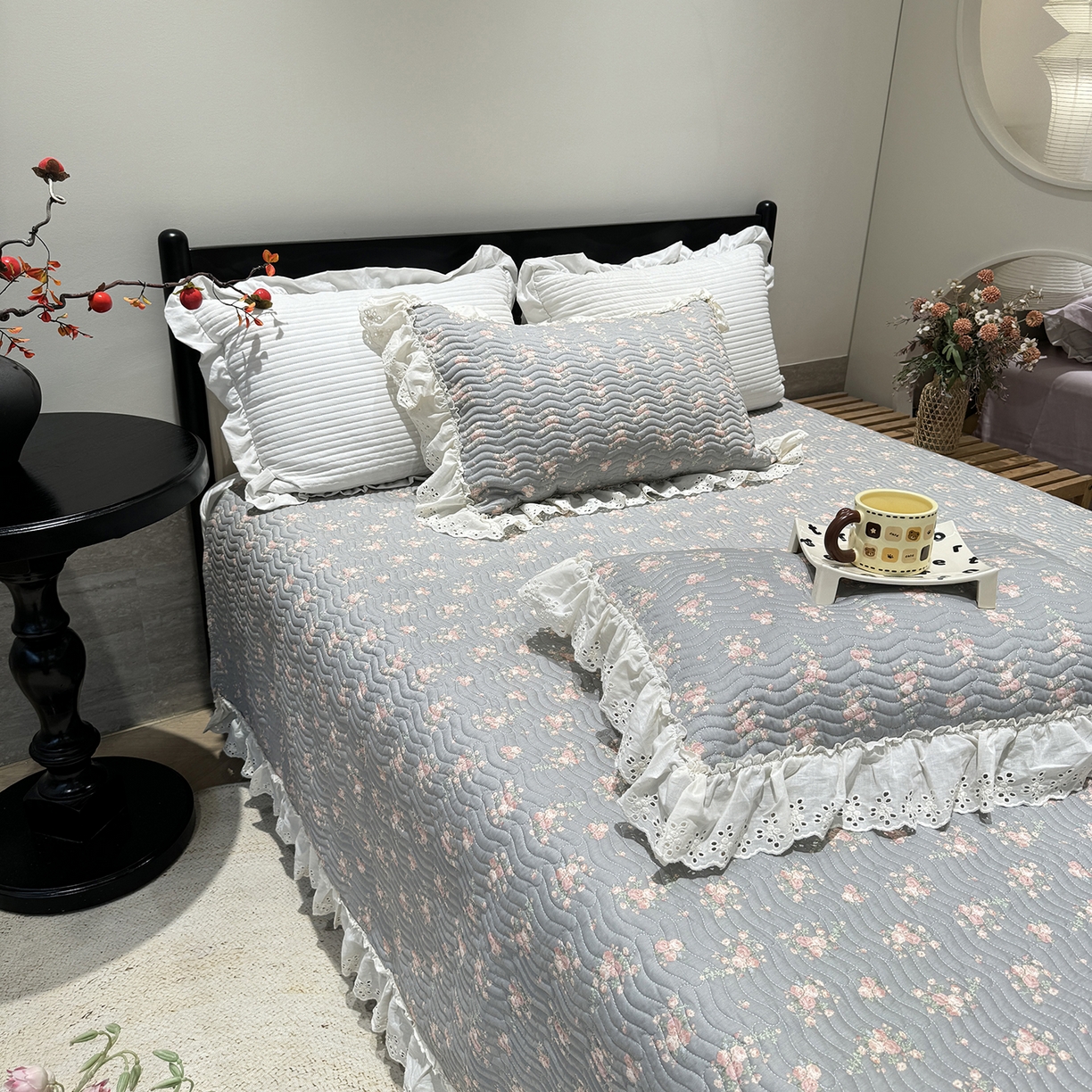 91家纺网 家纺一手货源 找家纺 莱豫家纺 2025秋冬新款纯棉床盖三件套可配同款四季被同款被套 沫婉