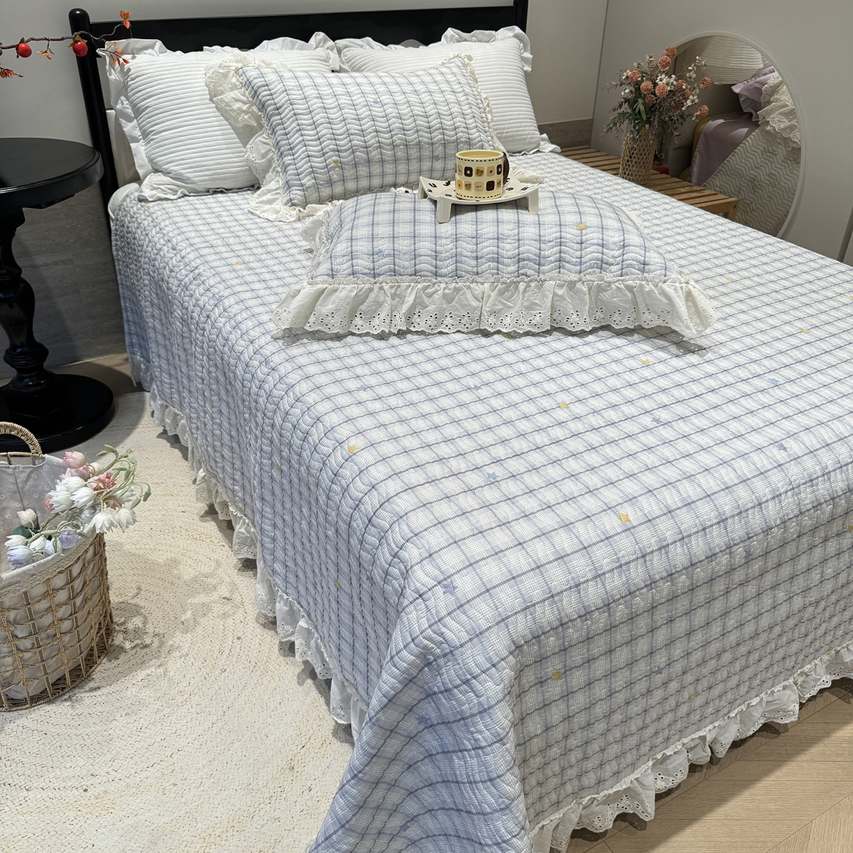 91家纺网 家纺一手货源 找家纺 莱豫家纺 2025秋冬新款纯棉床盖三件套可配同款四季被同款被套 极光之星