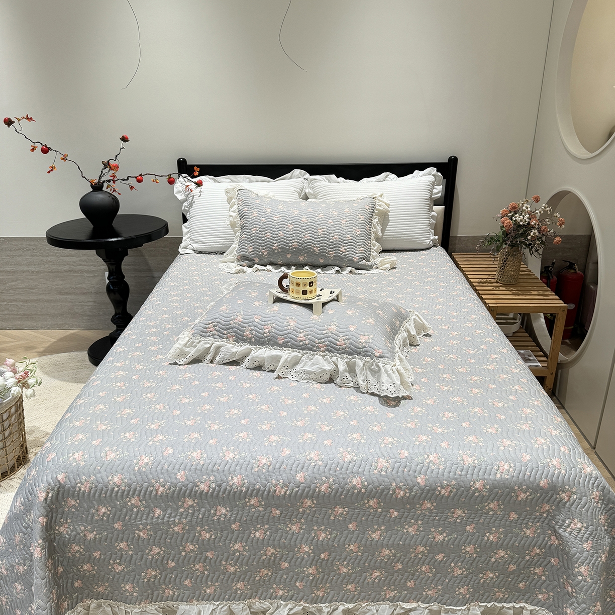 91家纺网 家纺一手货源 找家纺 莱豫家纺 2025秋冬新款纯棉床盖三件套可配同款四季被同款被套 沫婉