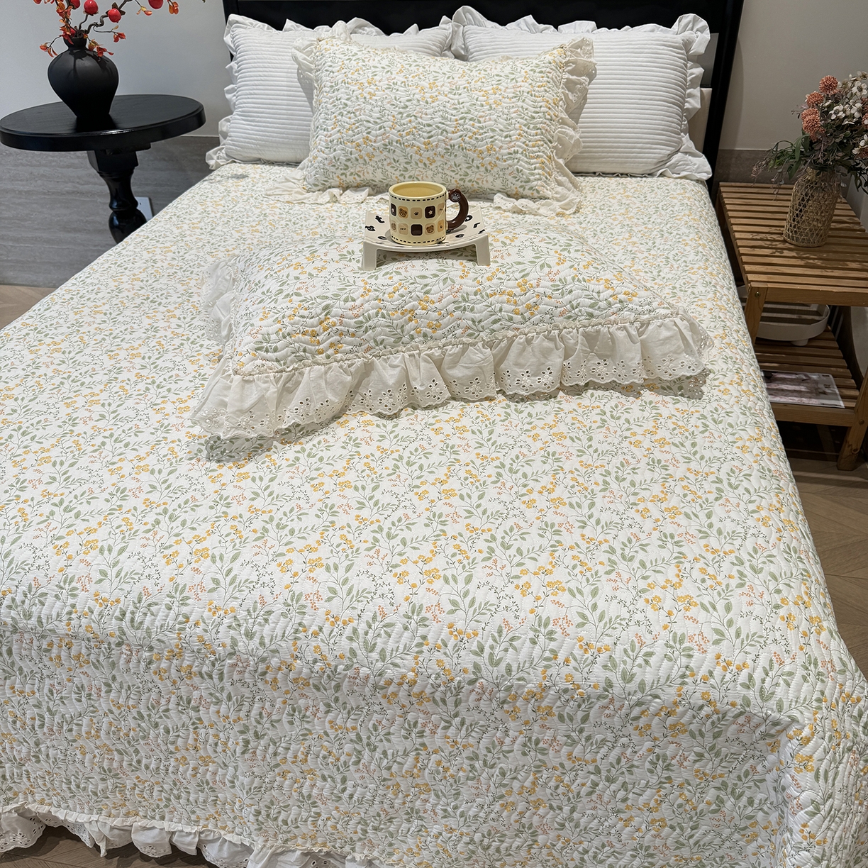 91家纺网 家纺一手货源 找家纺 （总）莱豫家纺 2025秋冬新款纯棉床盖三件套可配同款四季被同款被套