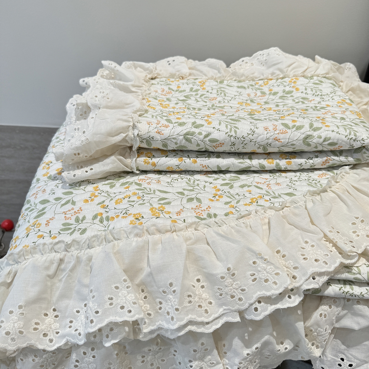 91家纺网 家纺一手货源 找家纺 莱豫家纺 2025秋冬新款纯棉床盖三件套可配同款四季被同款被套 千野绿