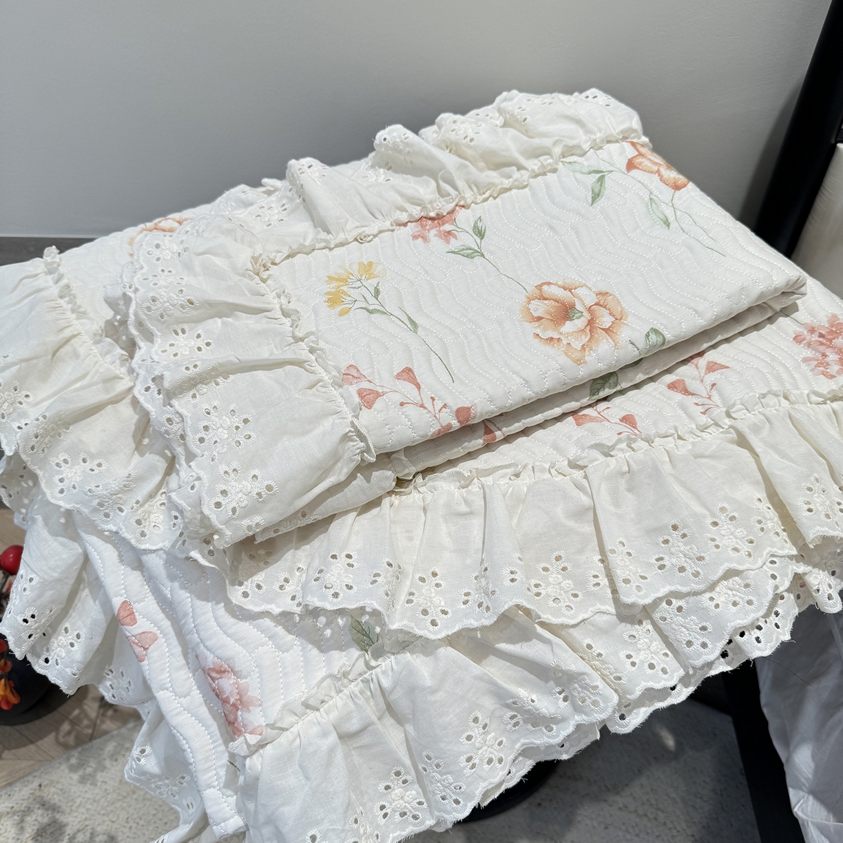 91家纺网 家纺一手货源 找家纺 莱豫家纺 2025秋冬新款纯棉床盖三件套可配同款四季被同款被套 清幽粉