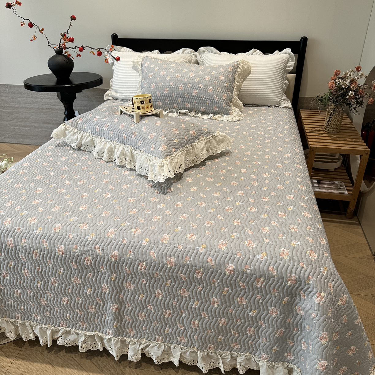 91家纺网 家纺一手货源 找家纺 （总）莱豫家纺 2025秋冬新款纯棉床盖三件套可配同款四季被同款被套