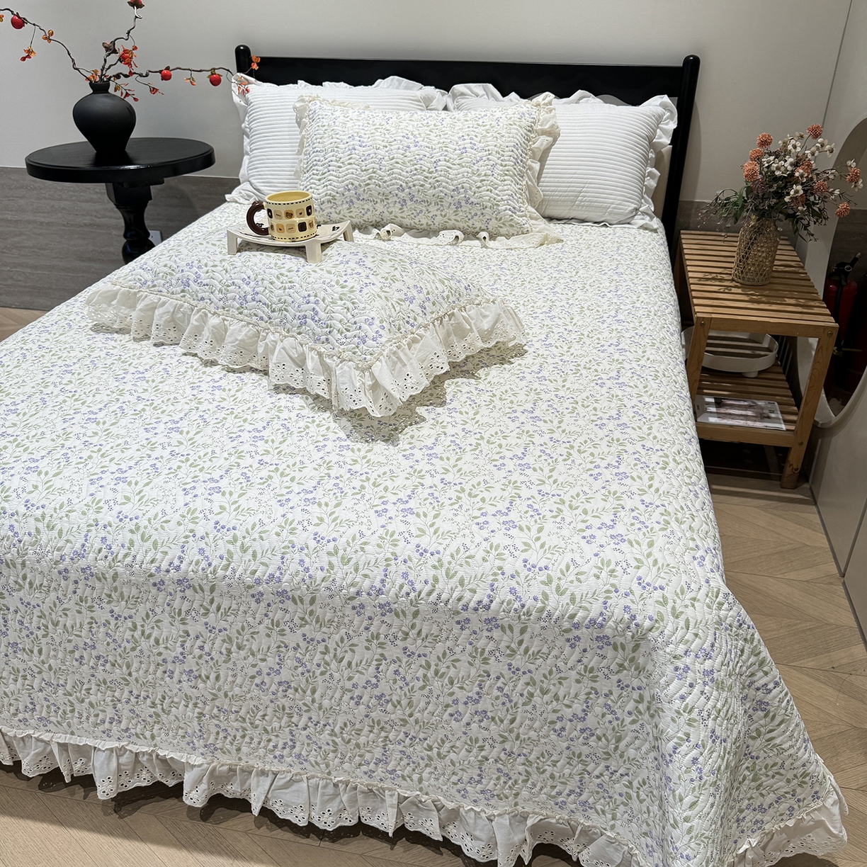 91家纺网 家纺一手货源 找家纺 （总）莱豫家纺 2025秋冬新款纯棉床盖三件套可配同款四季被同款被套