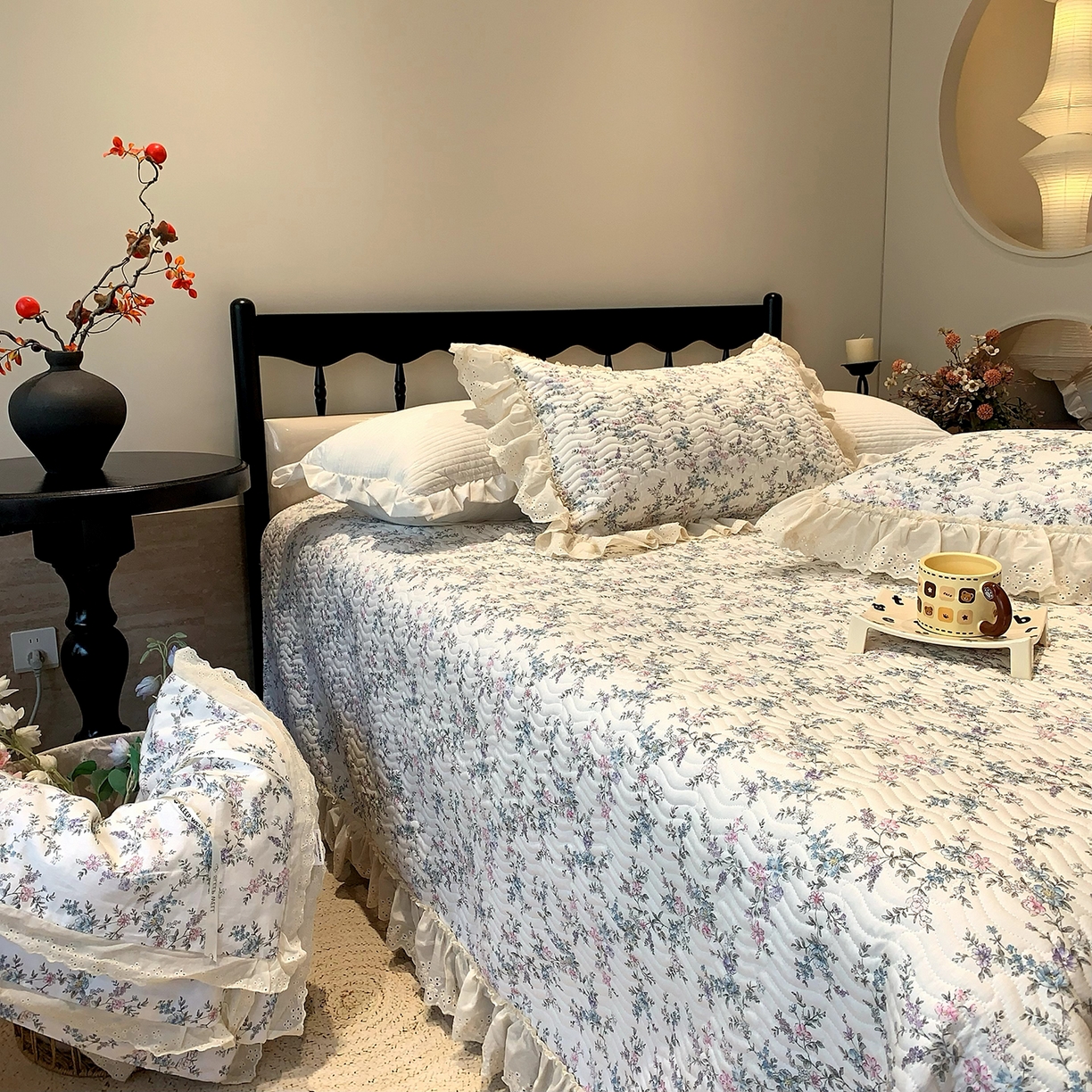 91家纺网 家纺一手货源 找家纺 莱豫家纺 2025秋冬新款纯棉床盖三件套可配同款四季被同款被套 夏梦