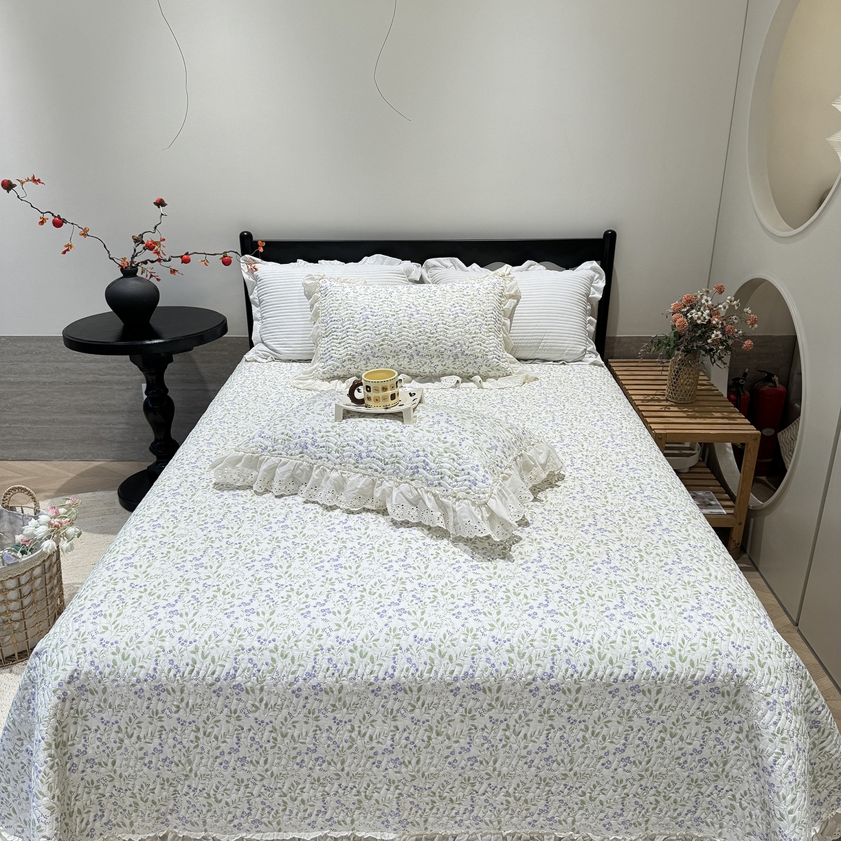 91家纺网 家纺一手货源 找家纺 莱豫家纺 2025秋冬新款纯棉床盖三件套可配同款四季被同款被套 千野紫