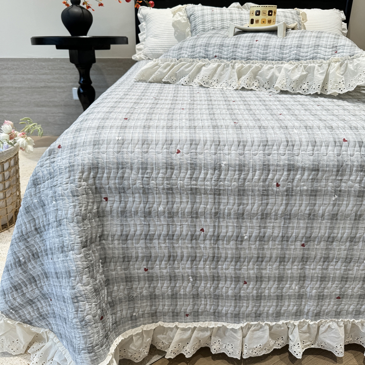 91家纺网 家纺一手货源 找家纺 莱豫家纺 2025秋冬新款纯棉床盖三件套可配同款四季被同款被套 心悦