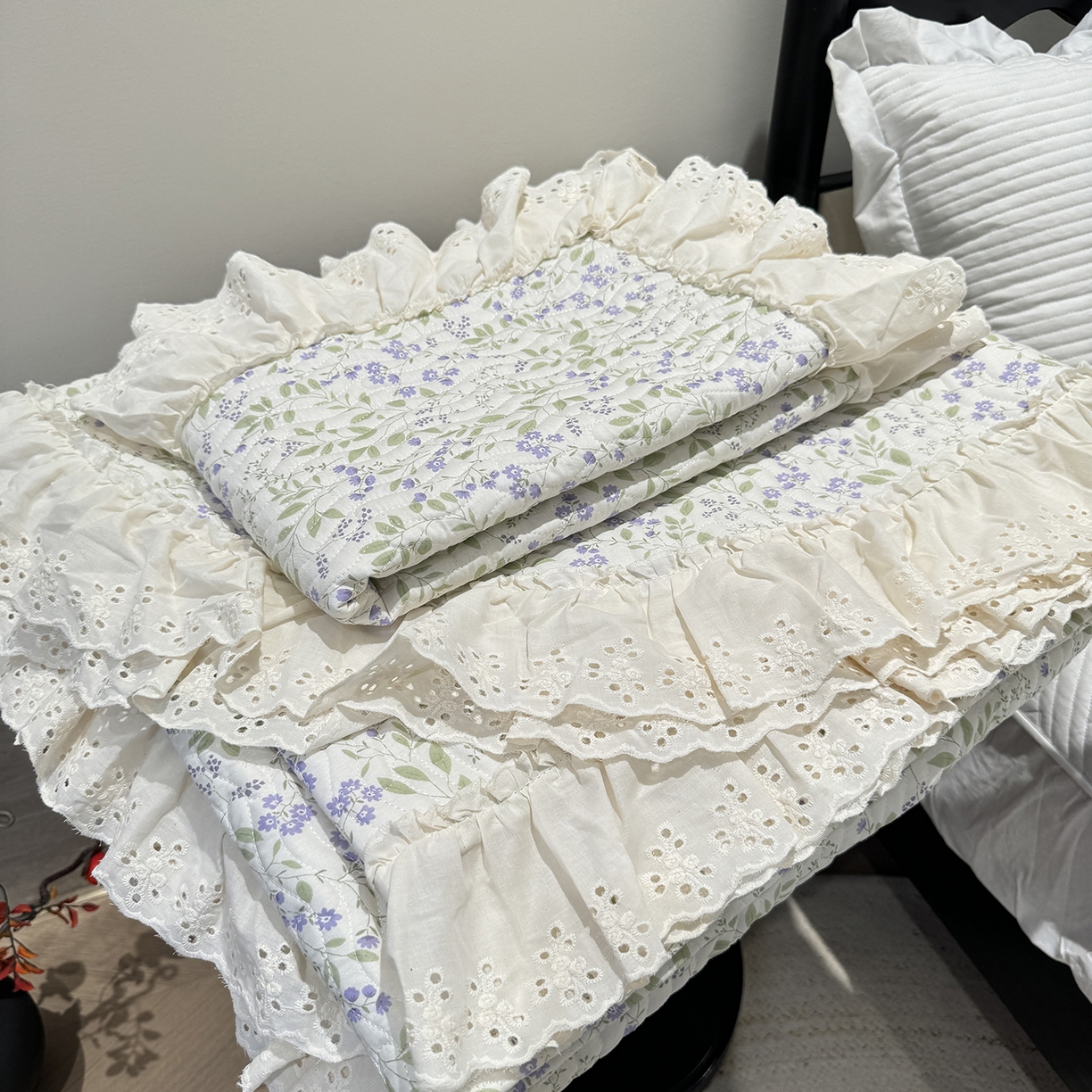 91家纺网 家纺一手货源 找家纺 莱豫家纺 2025秋冬新款纯棉床盖三件套可配同款四季被同款被套 千野紫