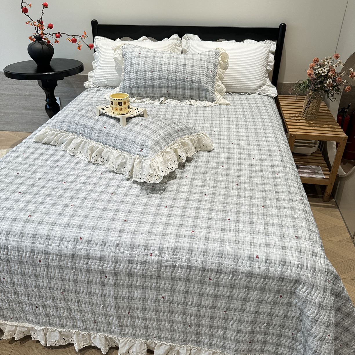 91家纺网 家纺一手货源 找家纺 （总）莱豫家纺 2025秋冬新款纯棉床盖三件套可配同款四季被同款被套