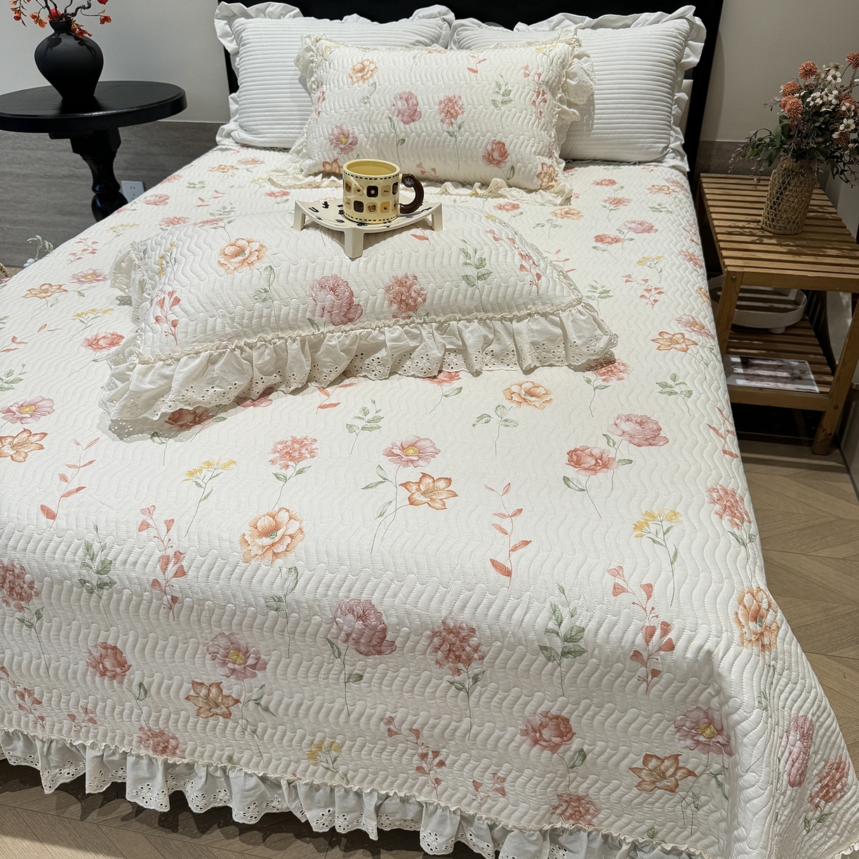 91家纺网 家纺一手货源 找家纺 （总）莱豫家纺 2025秋冬新款纯棉床盖三件套可配同款四季被同款被套