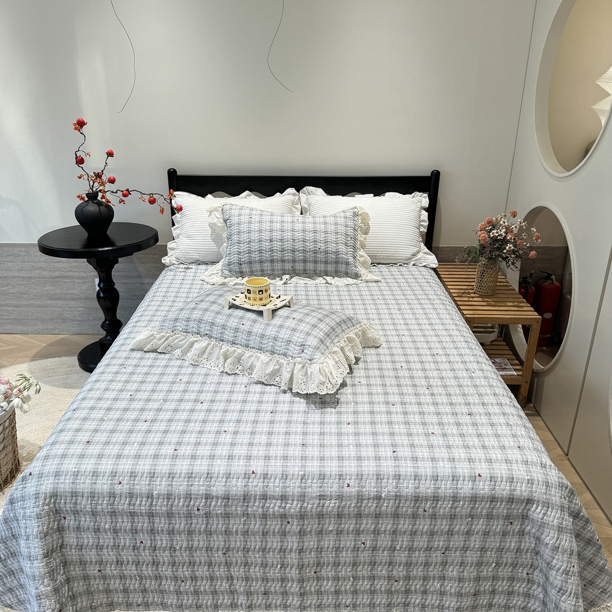 91家纺网 家纺一手货源 找家纺 莱豫家纺 2025秋冬新款纯棉床盖三件套可配同款四季被同款被套 心悦