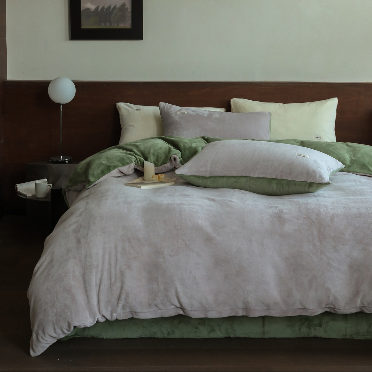 91家纺网 家纺一手货源 找家纺 （总）时光里 2025新款230克纯色双拼牛奶绒四件套