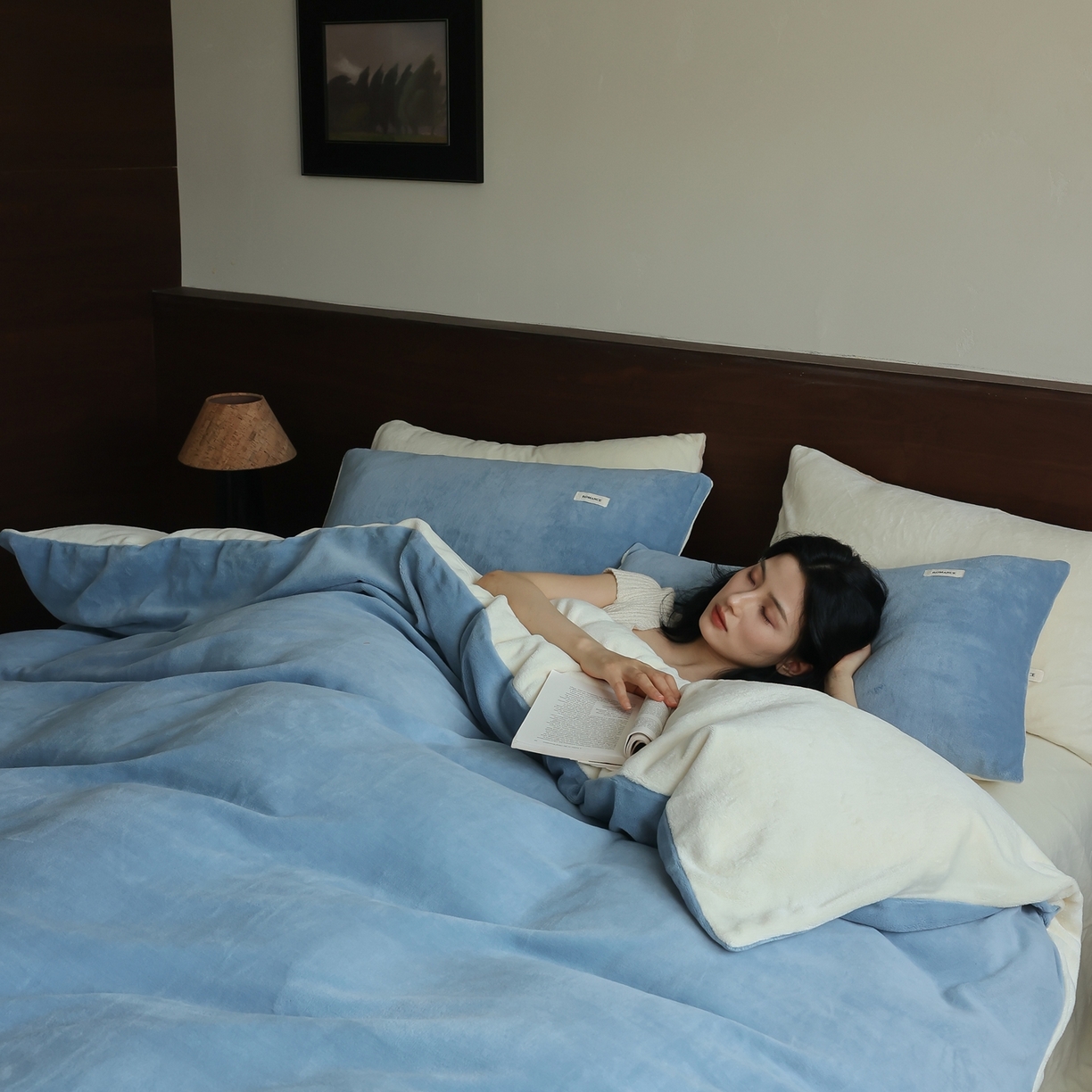 91家纺网 家纺一手货源 找家纺 （总）时光里 2025新款230克纯色双拼牛奶绒四件套