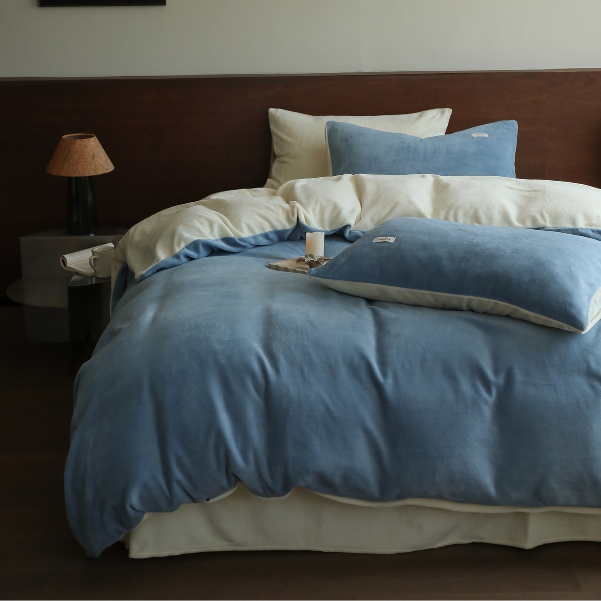 91家纺网 家纺一手货源 找家纺 （总）时光里 2025新款230克纯色双拼牛奶绒四件套