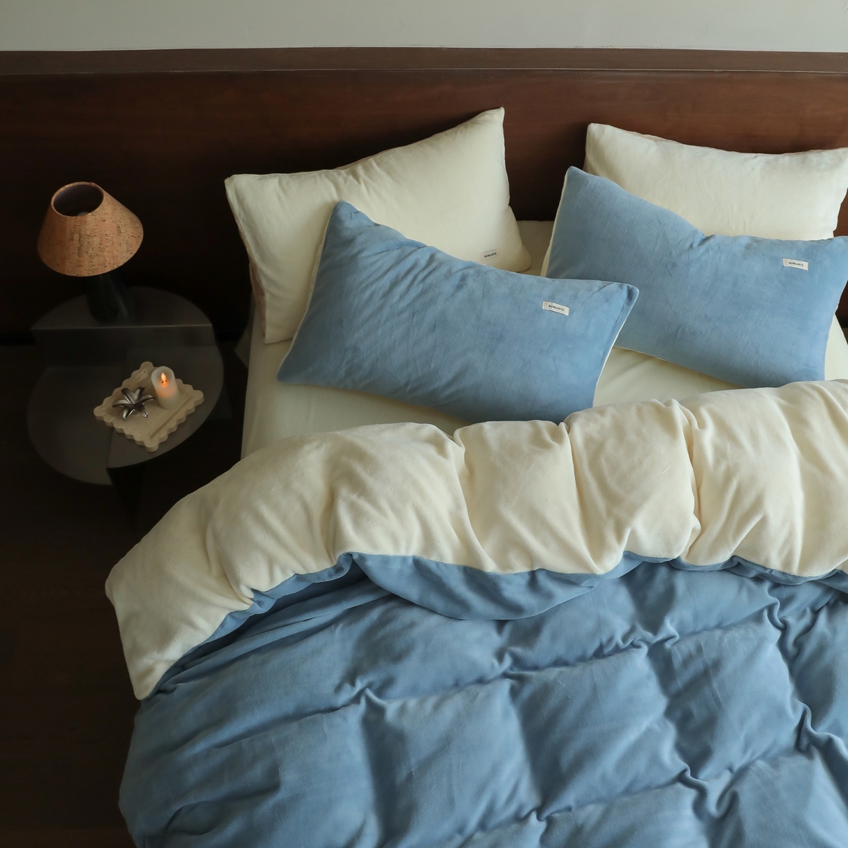 91家纺网 家纺一手货源 找家纺 （总）时光里 2025新款230克纯色双拼牛奶绒四件套