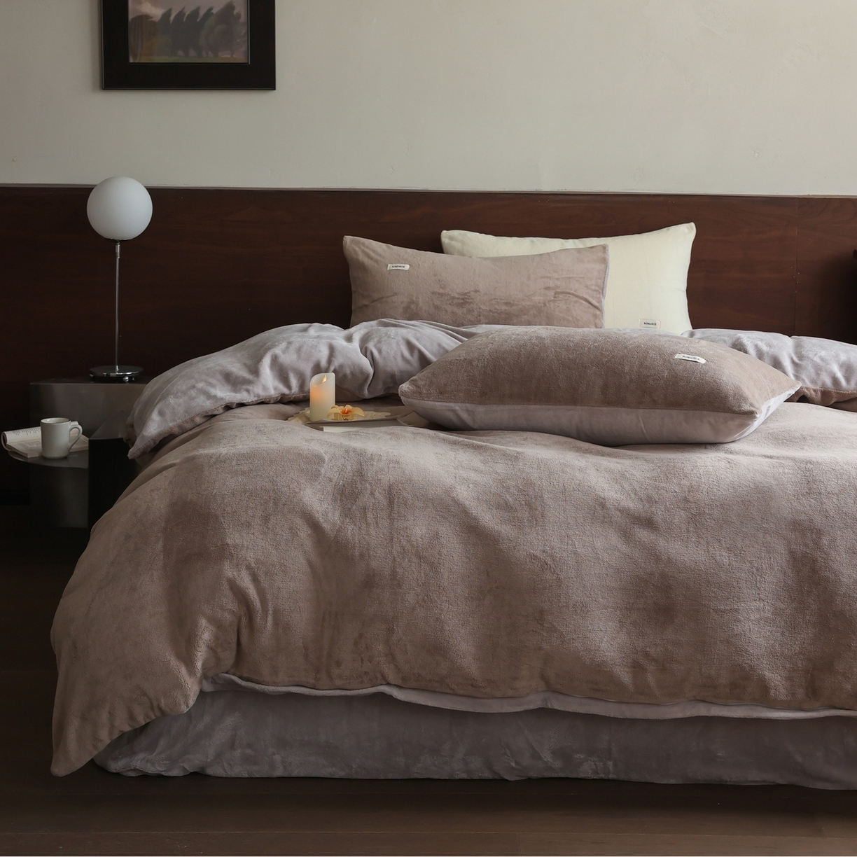 91家纺网 家纺一手货源 找家纺 （总）时光里 2025新款230克纯色双拼牛奶绒四件套