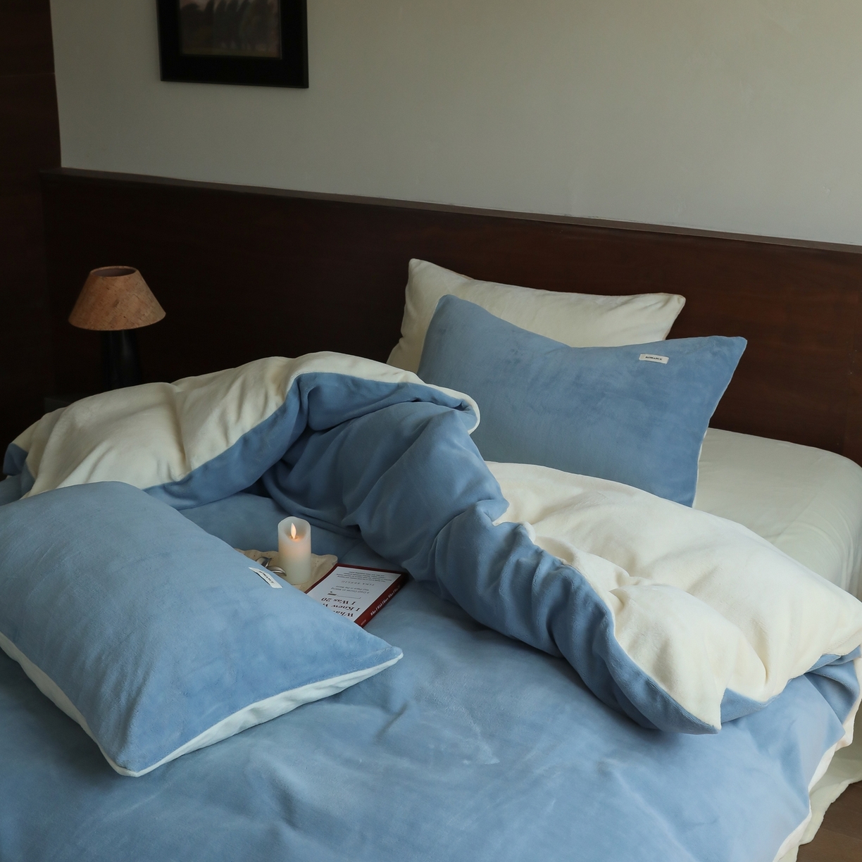 91家纺网 家纺一手货源 找家纺 （总）时光里 2025新款230克纯色双拼牛奶绒四件套