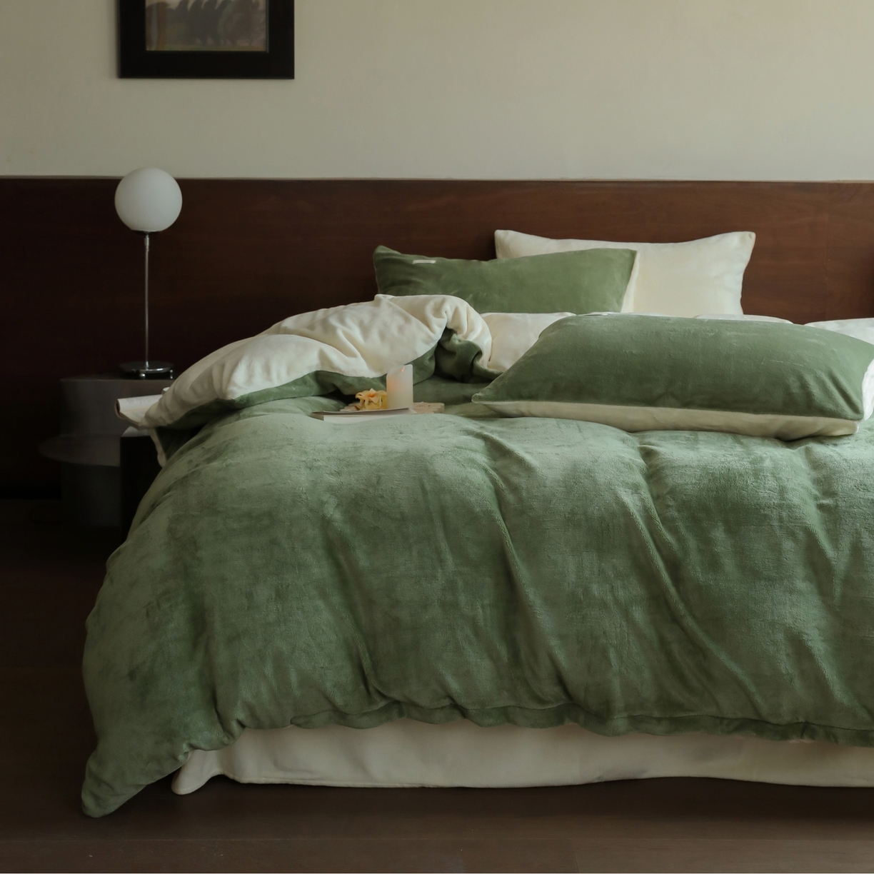 91家纺网 家纺一手货源 找家纺 （总）时光里 2025新款230克纯色双拼牛奶绒四件套