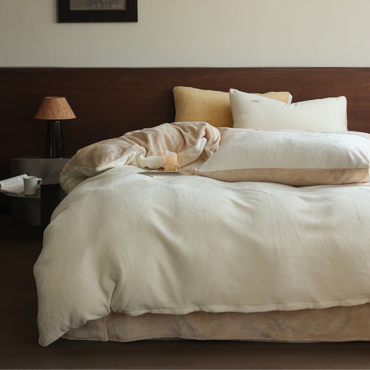 91家纺网 家纺一手货源 找家纺 （总）时光里 2025新款230克纯色双拼牛奶绒四件套