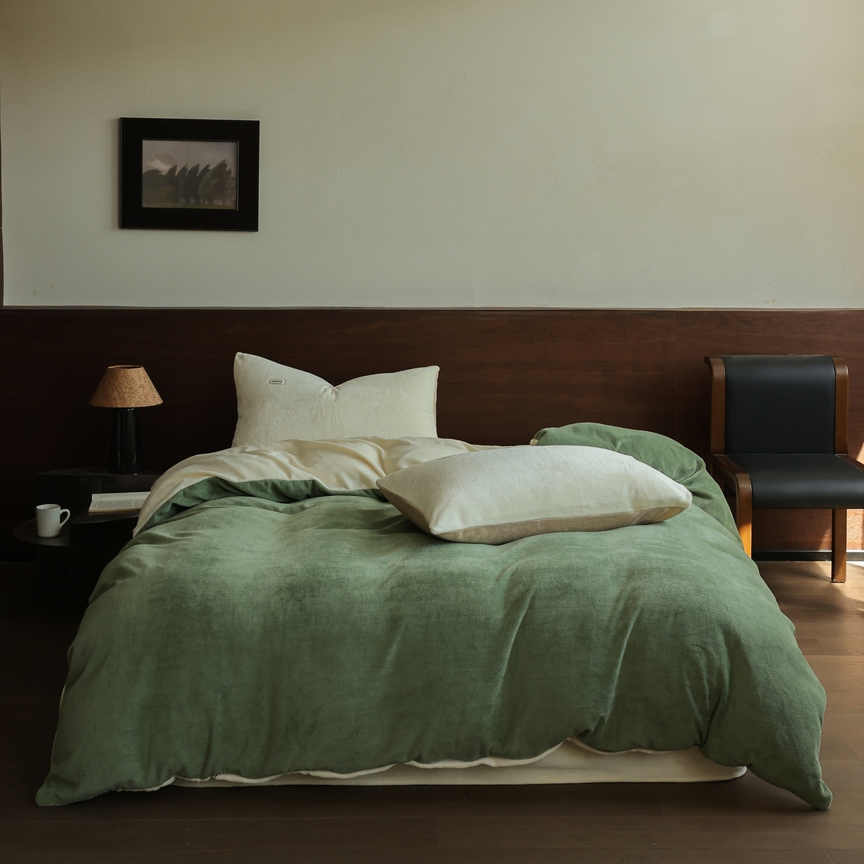 91家纺网 家纺一手货源 找家纺 （总）时光里 2025新款230克纯色双拼牛奶绒单被套被套单件