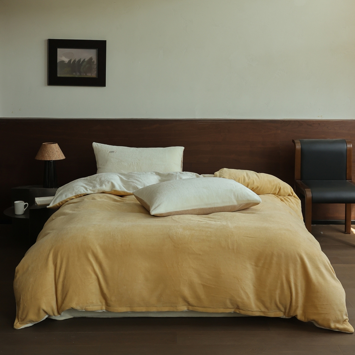 91家纺网 家纺一手货源 找家纺 （总）时光里 2025新款230克纯色双拼牛奶绒单被套被套单件