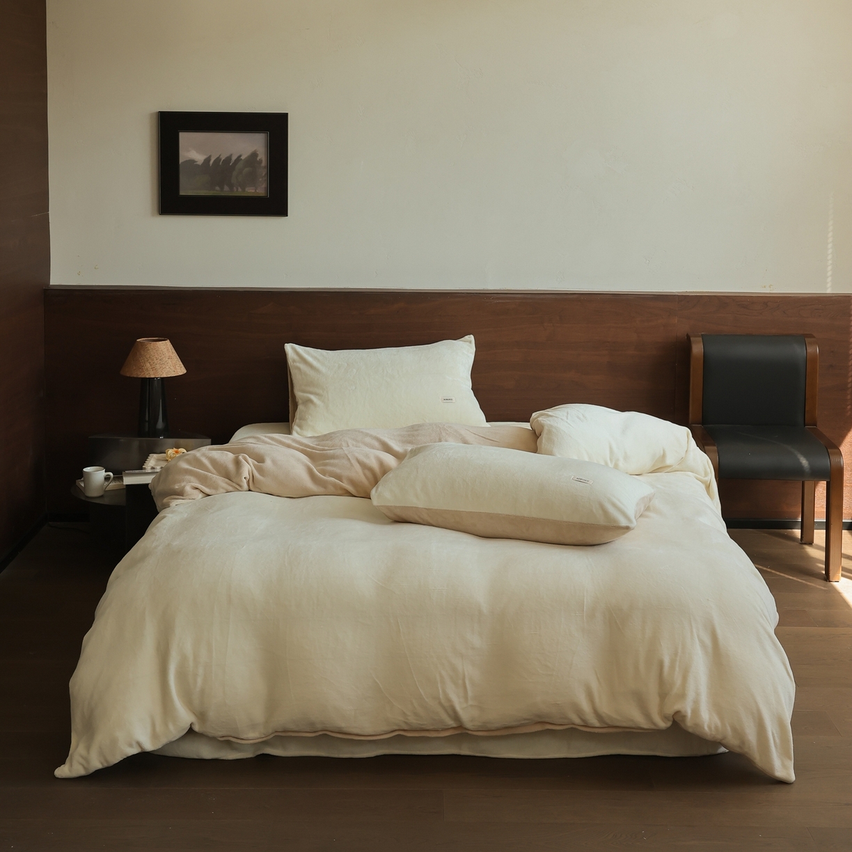 91家纺网 家纺一手货源 找家纺 （总）时光里 2025新款230克纯色双拼牛奶绒单被套被套单件