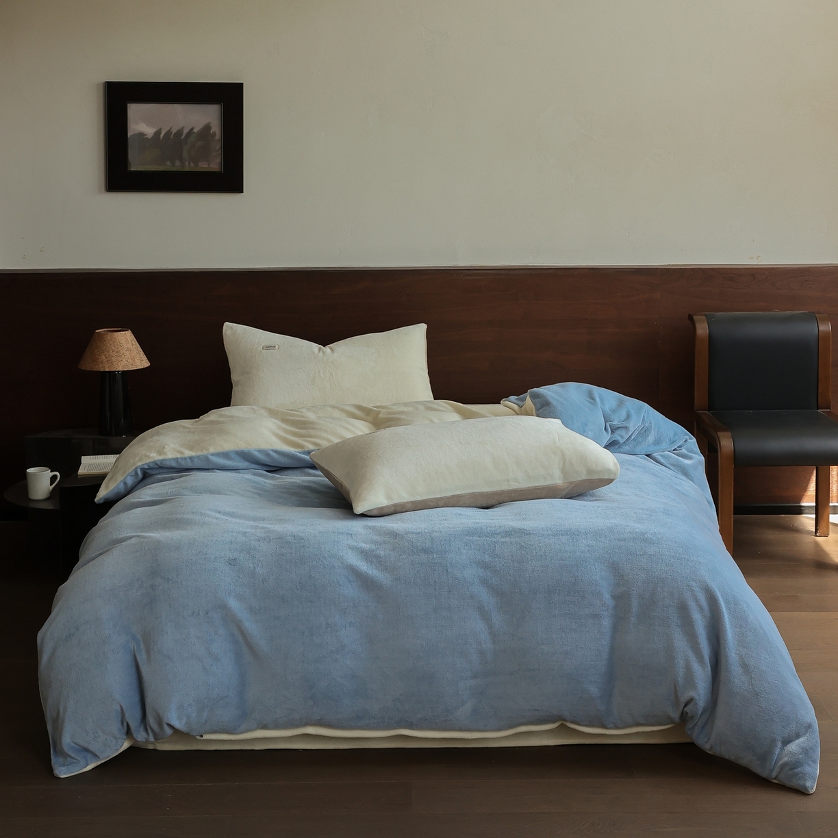 91家纺网 家纺一手货源 找家纺 （总）时光里 2025新款230克纯色双拼牛奶绒单被套被套单件