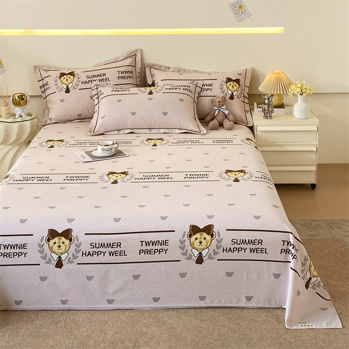 91家纺网 家纺一手货源 找家纺 798家纺 2026新款全棉磨毛印花床单 磨毛床单-熊先森