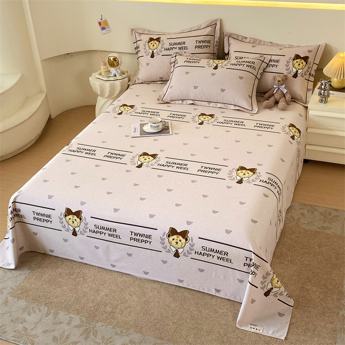 91家纺网 家纺一手货源 找家纺 798家纺 2026新款全棉磨毛印花床单 磨毛床单-熊先森