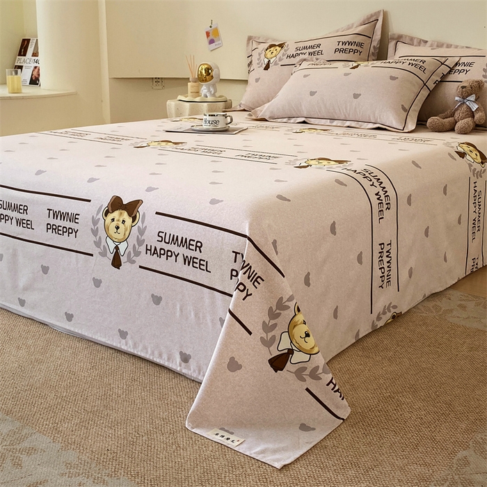 91家纺网 家纺一手货源 找家纺 798家纺 2026新款全棉磨毛印花床单 磨毛床单-熊先森