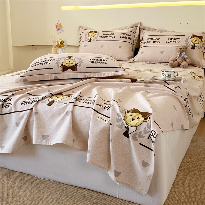 91家纺网 家纺一手货源 找家纺 798家纺 2026新款全棉磨毛印花床单 磨毛床单-熊先森