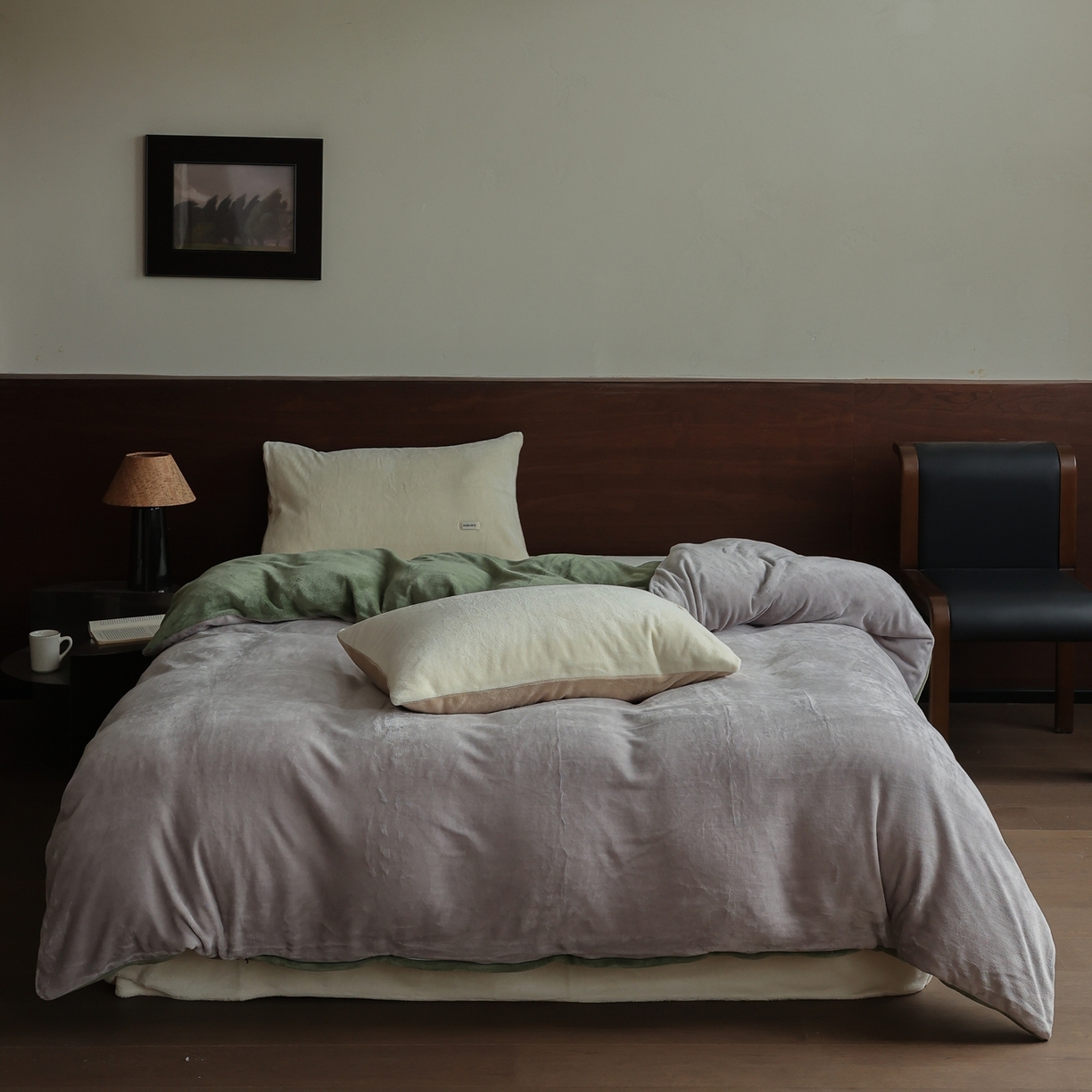 91家纺网 家纺一手货源 找家纺 （总）时光里 2025新款230克纯色双拼牛奶绒单被套被套单件