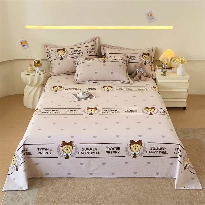 91家纺网 家纺一手货源 找家纺 798家纺 2026新款全棉磨毛印花床单 磨毛床单-熊先森