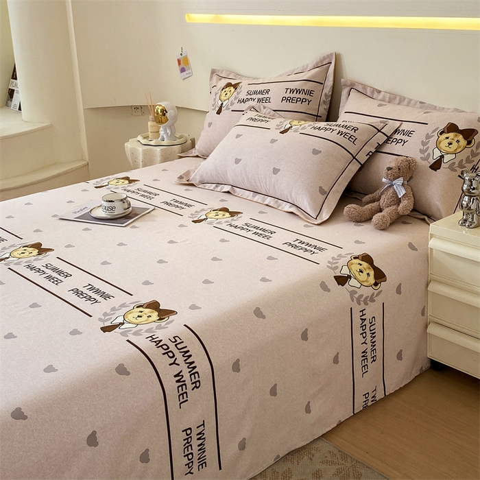 91家纺网 家纺一手货源 找家纺 798家纺 2026新款全棉磨毛印花床单 磨毛床单-熊先森