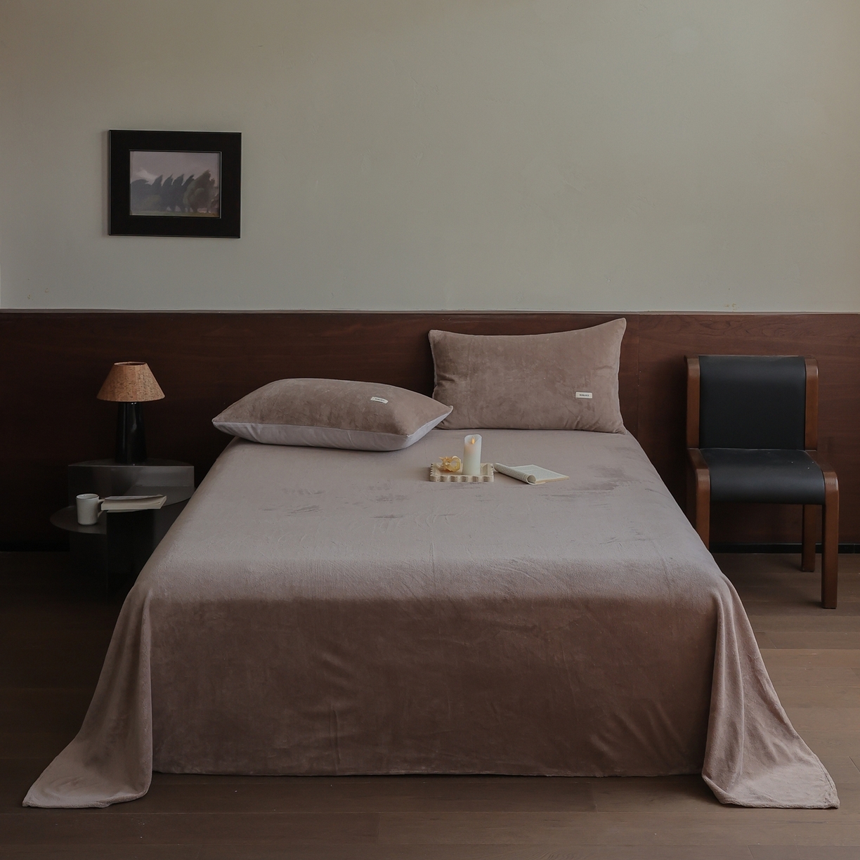 91家纺网 家纺一手货源 找家纺 （总）时光里 2025新款230克纯色双拼牛奶绒单床单床单单件