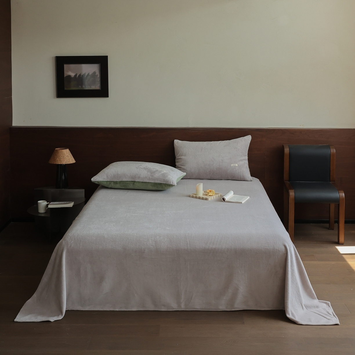 91家纺网 家纺一手货源 找家纺 （总）时光里 2025新款230克纯色双拼牛奶绒单床单床单单件