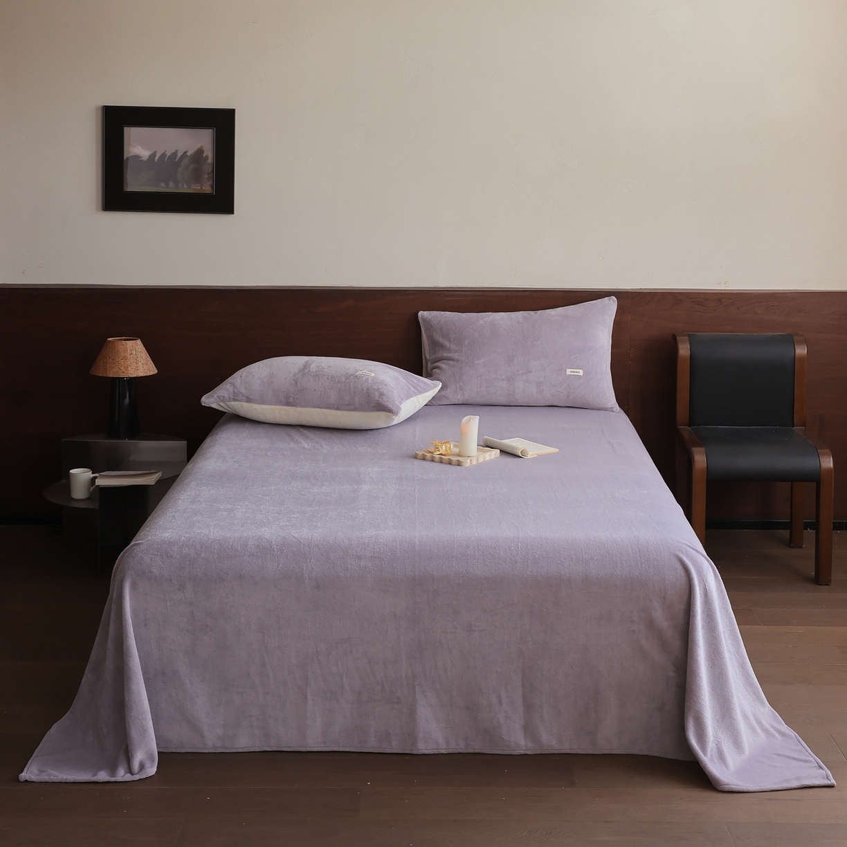 91家纺网 家纺一手货源 找家纺 （总）时光里 2025新款230克纯色双拼牛奶绒单床单床单单件