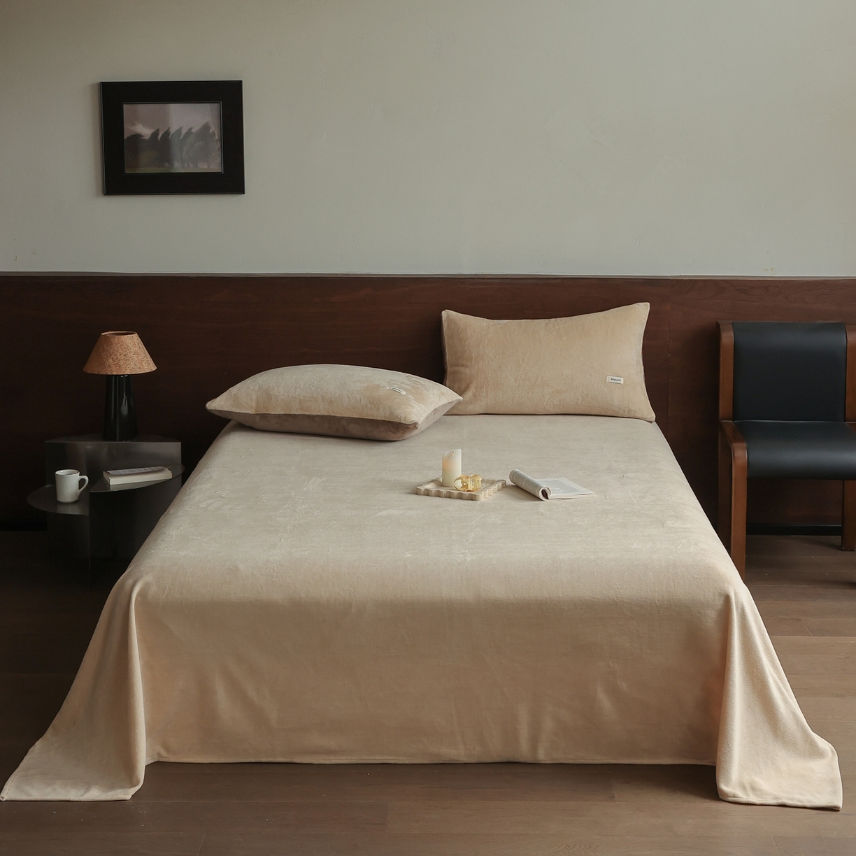 91家纺网 家纺一手货源 找家纺 （总）时光里 2025新款230克纯色双拼牛奶绒单床单床单单件