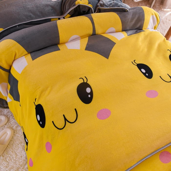 91家纺网 家纺一手货源 找家纺 居尚家纺 2025新款牛奶绒学生三件套床褥套床笠三件套 欢乐兔