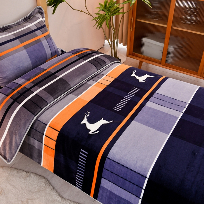 91家纺网 家纺一手货源 找家纺 居尚家纺 2025新款牛奶绒学生三件套床褥套床笠三件套 极简主义