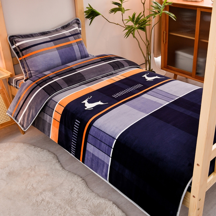 91家纺网 家纺一手货源 找家纺 居尚家纺 2025新款牛奶绒学生三件套床褥套床笠三件套 极简主义