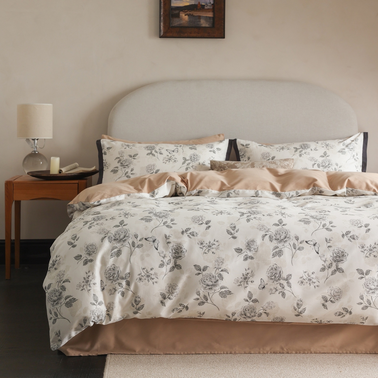 91家纺网 家纺一手货源 找家纺 （总）时光里 2025新款40S全棉纯棉小清新数码印花磨毛四件套