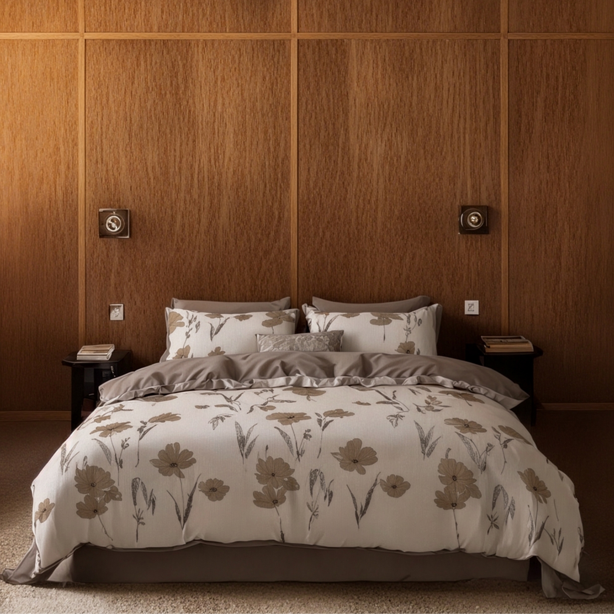 91家纺网 家纺一手货源 找家纺 （总）时光里 2025新款40S全棉纯棉小清新数码印花磨毛四件套