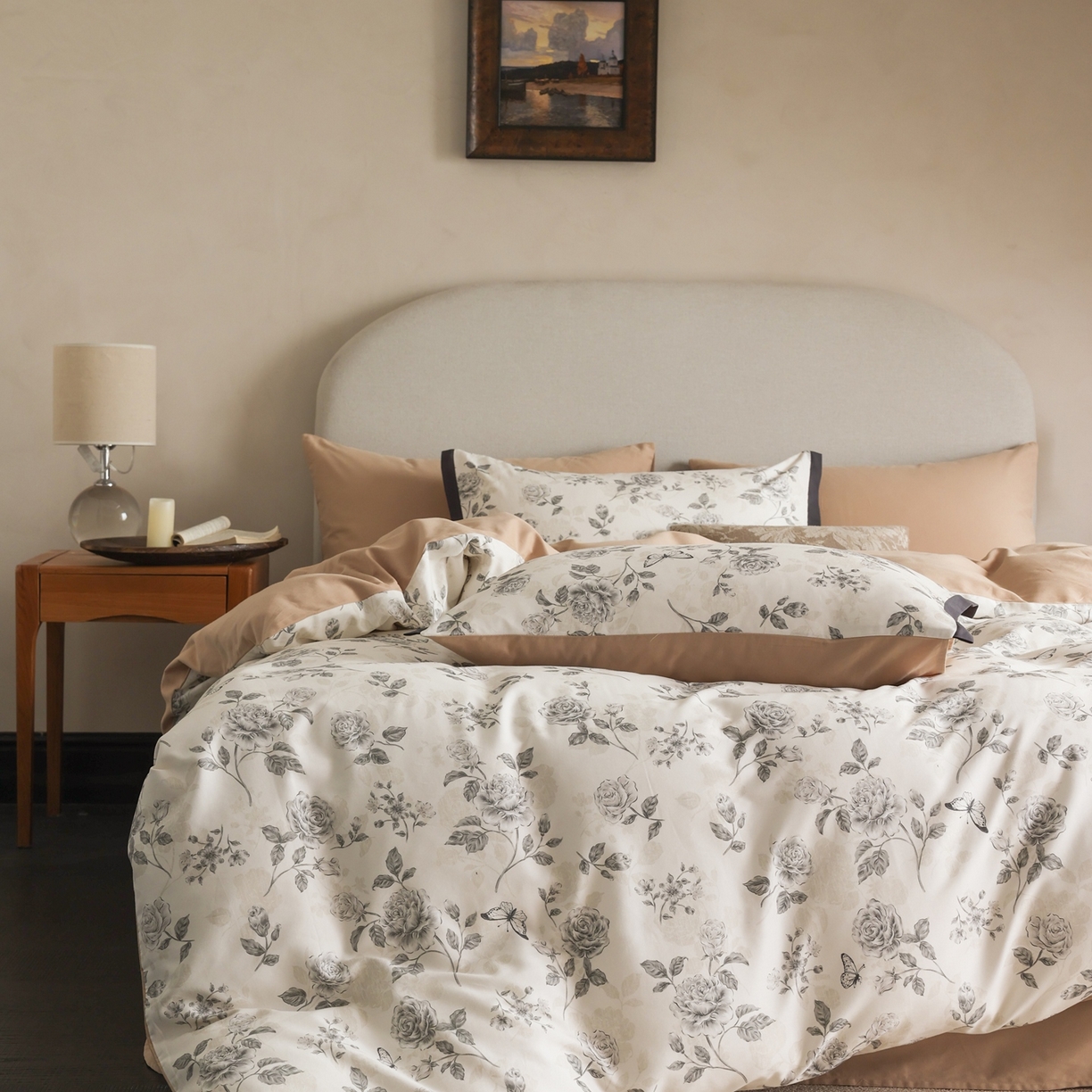 91家纺网 家纺一手货源 找家纺 （总）时光里 2025新款40S全棉纯棉小清新数码印花磨毛四件套