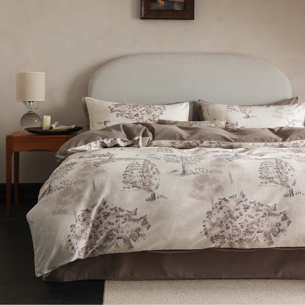 91家纺网 家纺一手货源 找家纺 （总）时光里 2025新款40S全棉纯棉小清新数码印花磨毛四件套