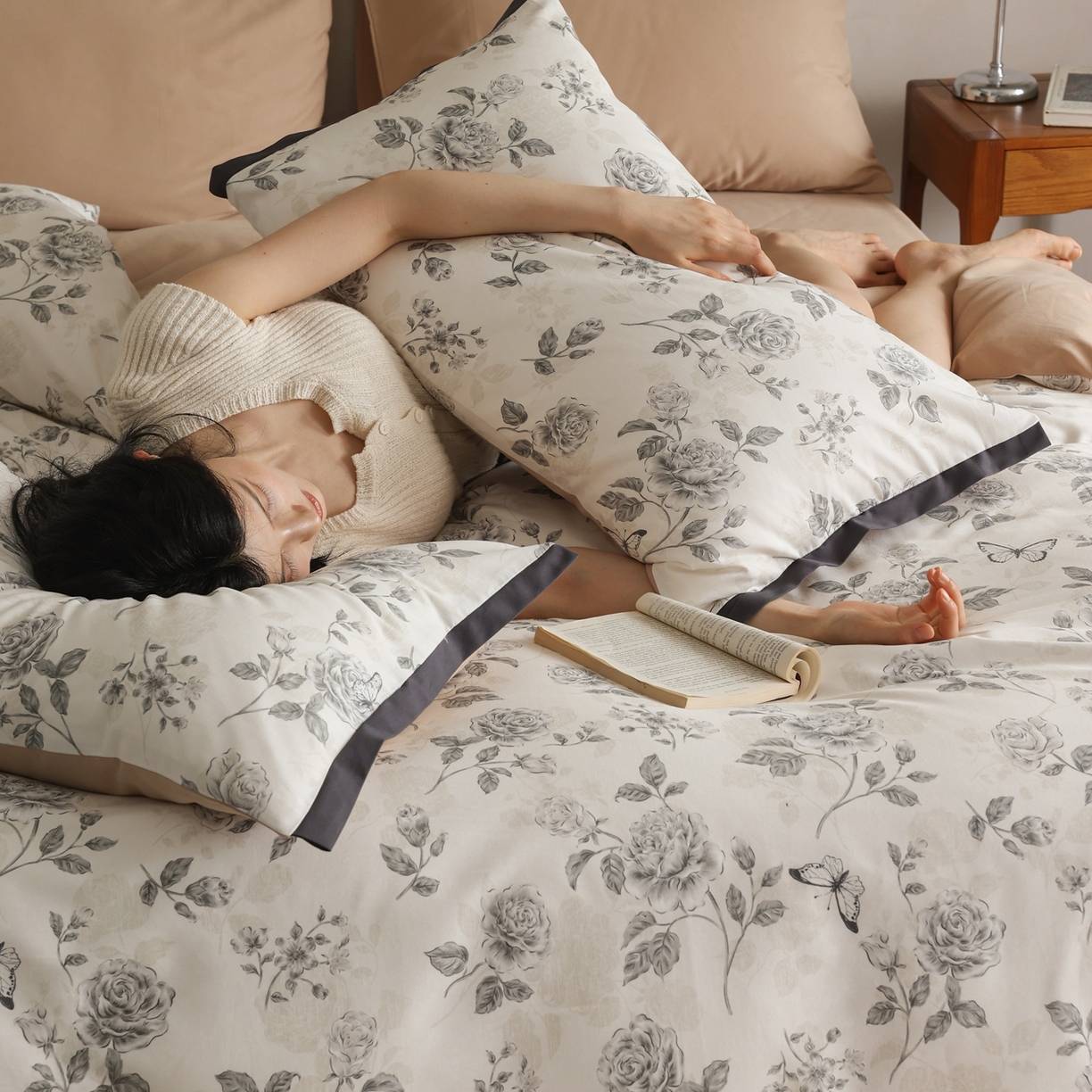 91家纺网 家纺一手货源 找家纺 （总）时光里 2025新款40S全棉纯棉小清新数码印花磨毛四件套