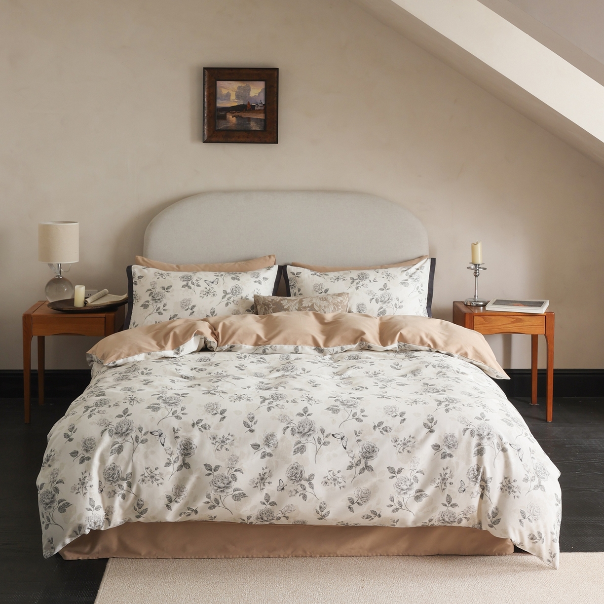 91家纺网 家纺一手货源 找家纺 （总）时光里 2025新款40S全棉纯棉小清新数码印花磨毛四件套